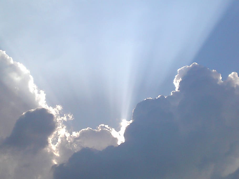 sky, clouds, blue, white, dark clouds, bright, enormous, landscape HD wallpaper
