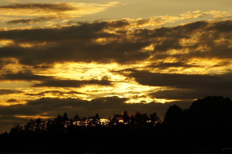 abendstimmung, evening sky, clouds, sunset, cloud - sky, beauty in nature HD wallpaper