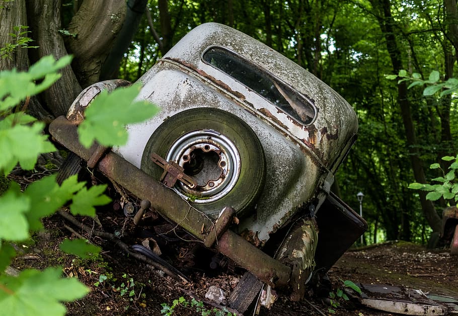 auto, car cemetery, historically, oldtimer, wreck, rusted, car wreck HD wallpaper