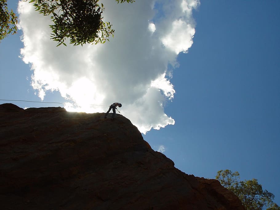 Mountains, Climbing, Clouds, man, sky, nature, outside, landscape HD wallpaper