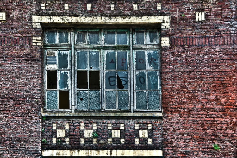 Window, Broken Windows, abandoned factory, red brick, former HD wallpaper