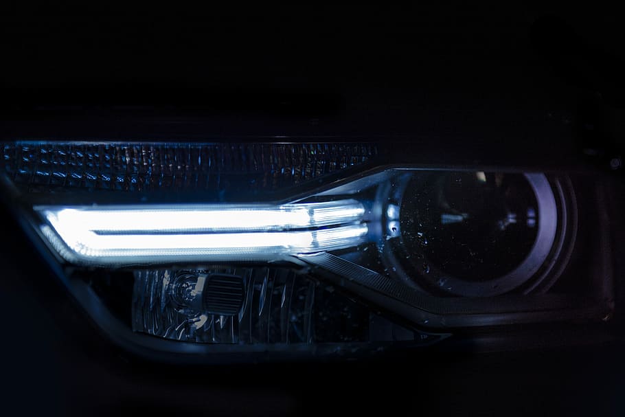 vehicle headlight turn on, automotive headlight, car, bulb, lamp HD wallpaper