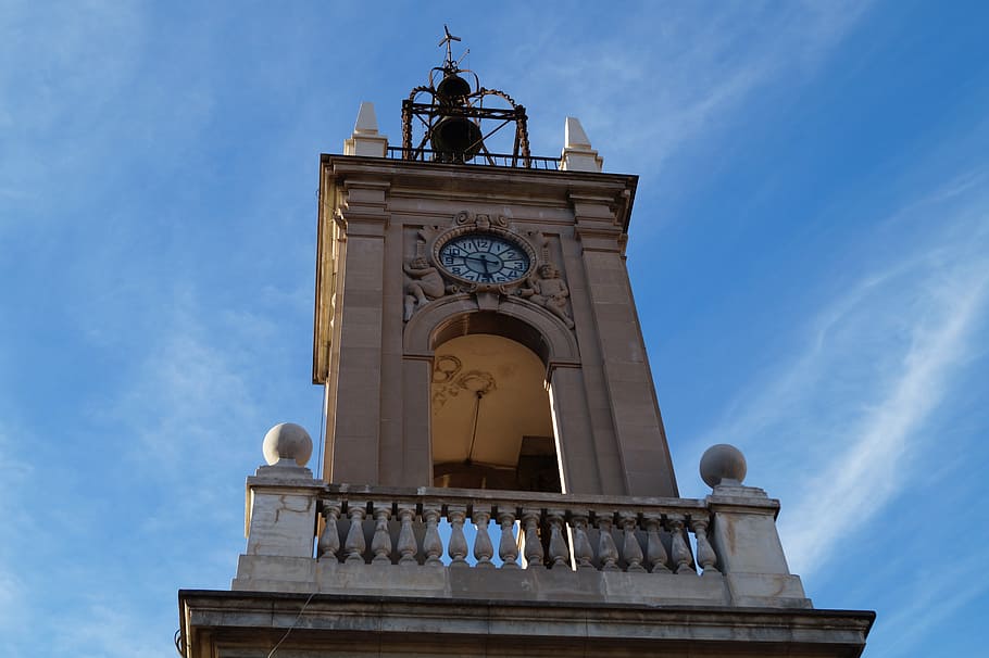 bell tower, sky, blue, architecture, monument, views, perspective HD wallpaper