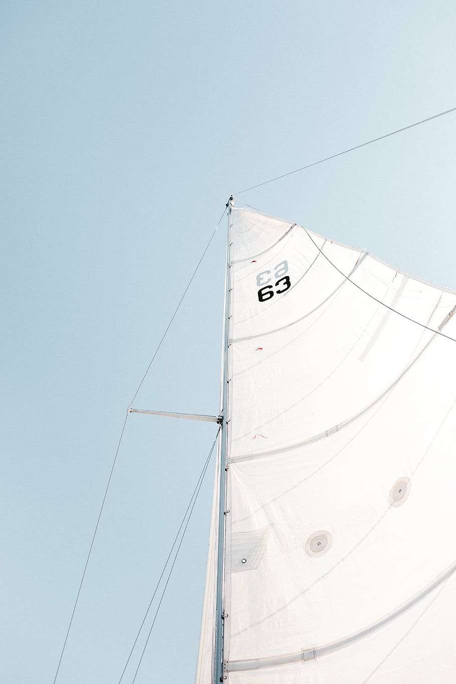 low-angle photo of white boat sail, sailing, flag, sea, sailboat, HD wallpaper
