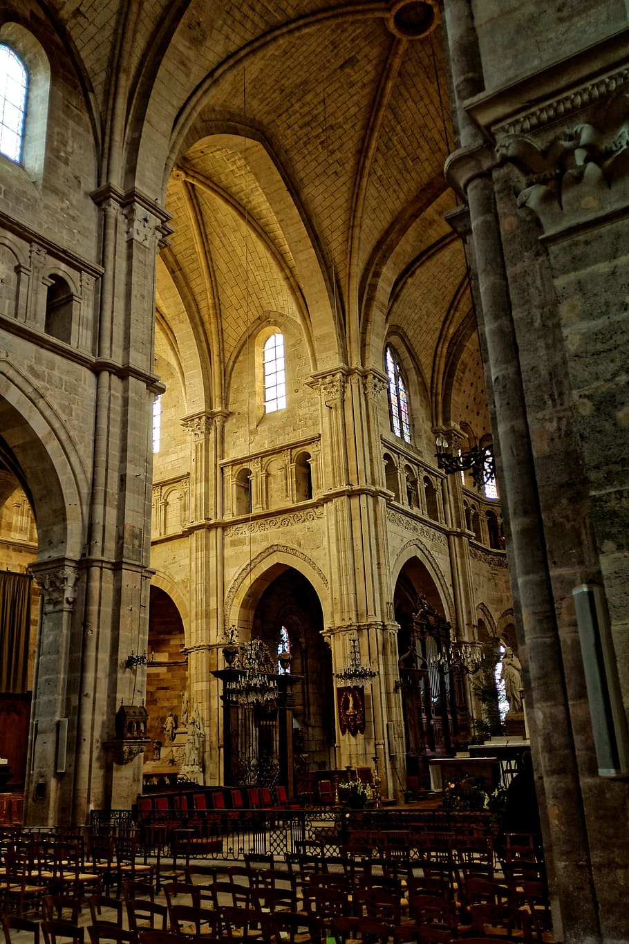 cathedral, inside, langres, france, gothic, old, architecture, HD wallpaper
