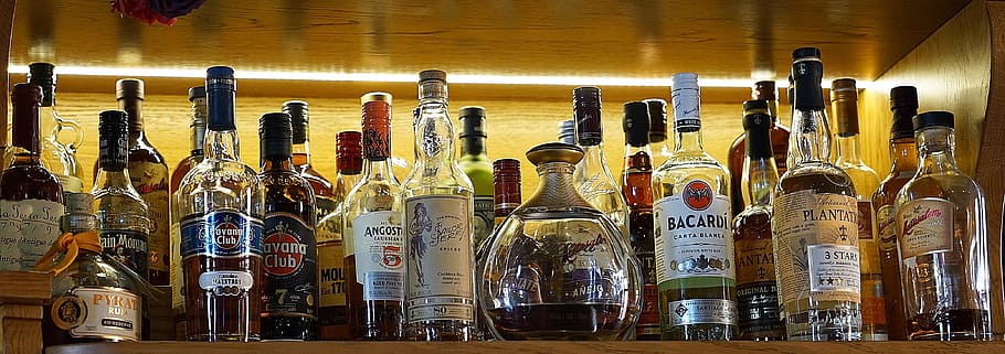 alcohol, drinks, selection, beverage, alcoholic, bar, spirits HD wallpaper