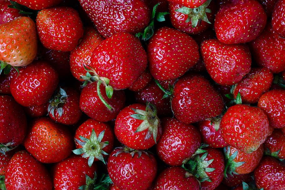 red strawberries, strawberry, plant, strawberry muscat, vitamins, HD wallpaper