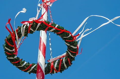 maypole, tradition, customs, setting up, decorated, spring HD wallpaper