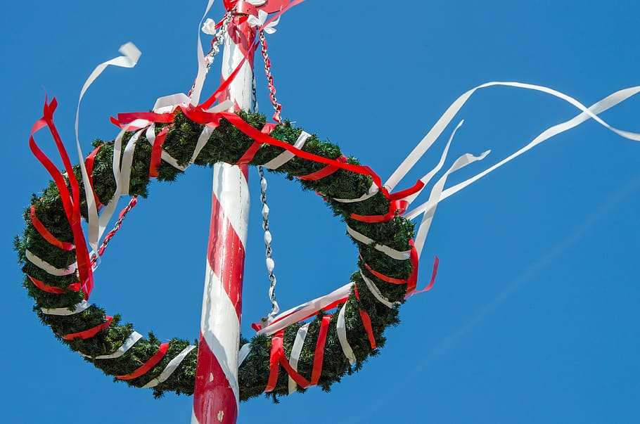 maypole, tradition, customs, setting up, decorated, spring HD wallpaper