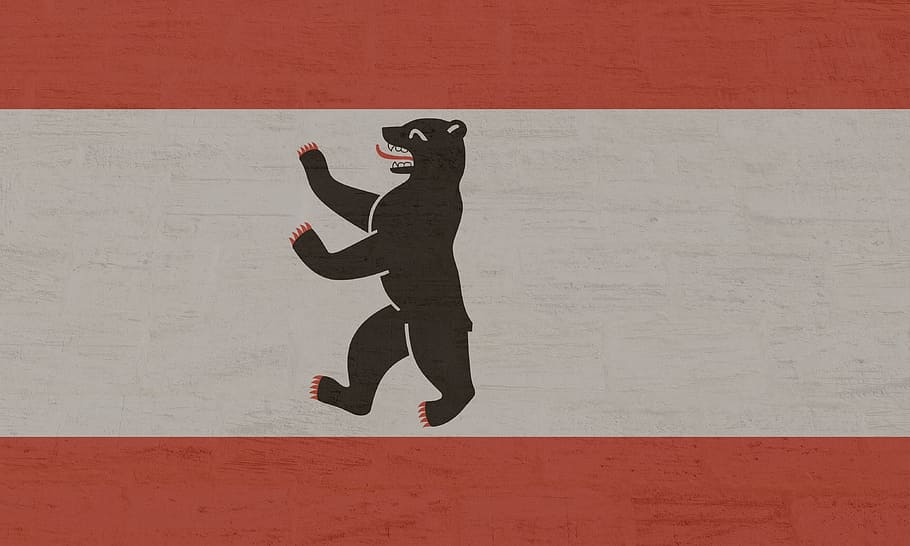 country flag, berlin, berlin bear, berliner bär, white, red, HD wallpaper