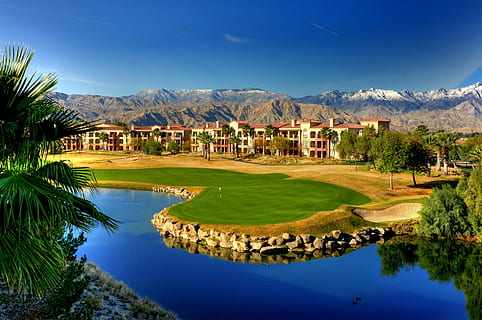 green grass field beside lake, golf, resort, course, golfing HD wallpaper