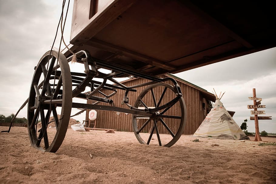 cowboy, cart, ranch, injun, figvam, old, wheel, horse Cart HD wallpaper