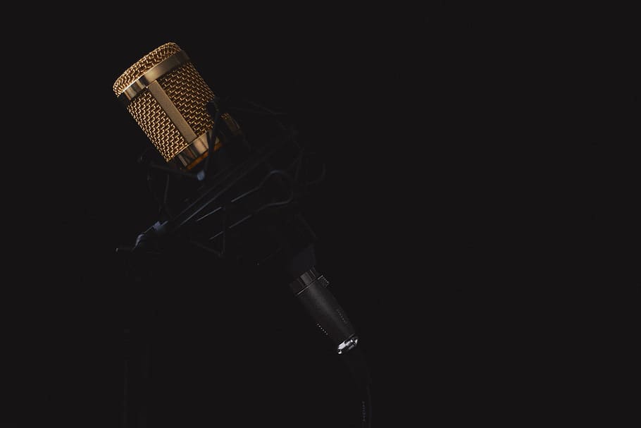 black and gray condenser microphone, gray and black microphone, HD wallpaper