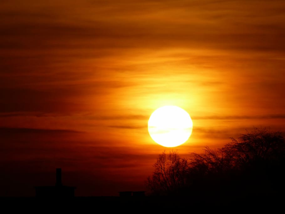 sun, sunset, abendstimmung, twilight, sky, beauty in nature HD wallpaper