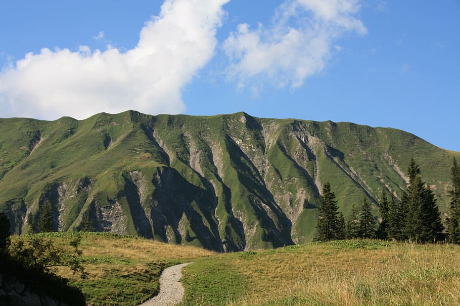 austria, mountains, alpine, alm, landscape, panorama, nature HD wallpaper