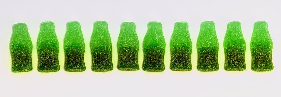 sweets, chewy, bottles, green, dessert, candy, food, sugar HD wallpaper
