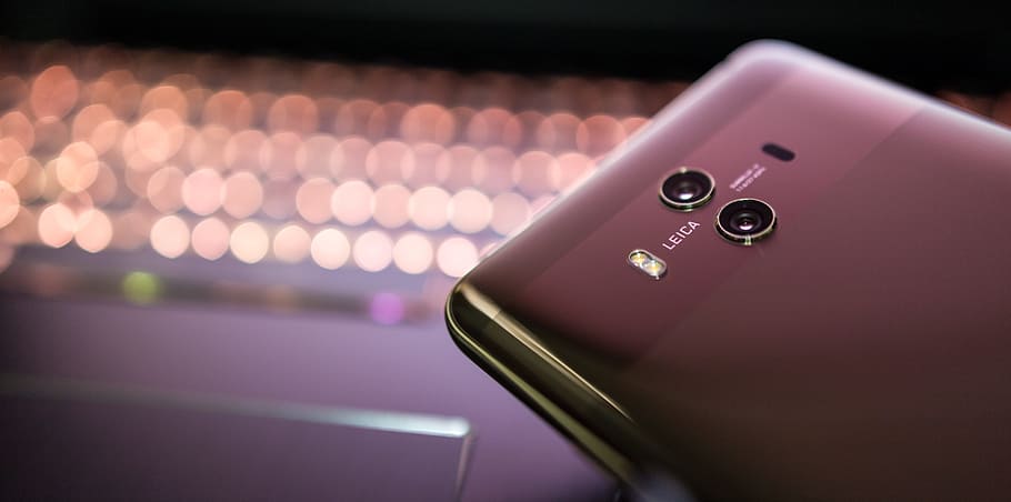 purple Android smartphone, huawei, mate 10, bokeh, aperture HD wallpaper
