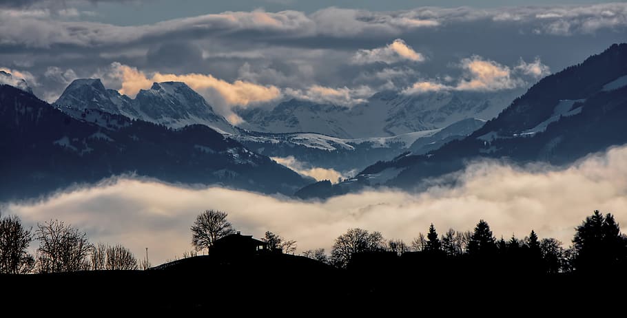 landscape photography of grey mountains, view of clouds, Stunning HD wallpaper