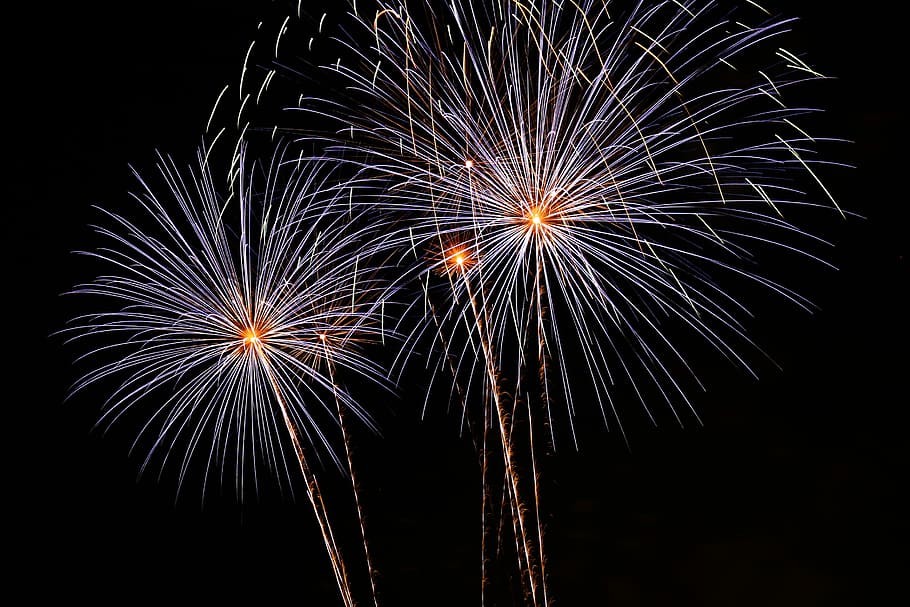 fireworks, timelapse photography of fireworks, celebration, flash HD wallpaper