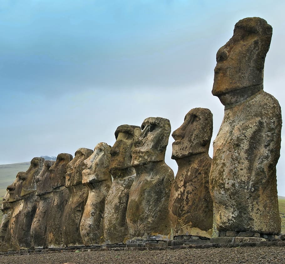 Moai, chile, easter island, rapa nui, travel, stone material HD wallpaper