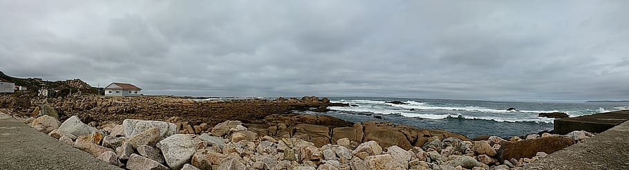beach, camelles, cloudy, sea, water, cloud - sky, land, architecture HD wallpaper