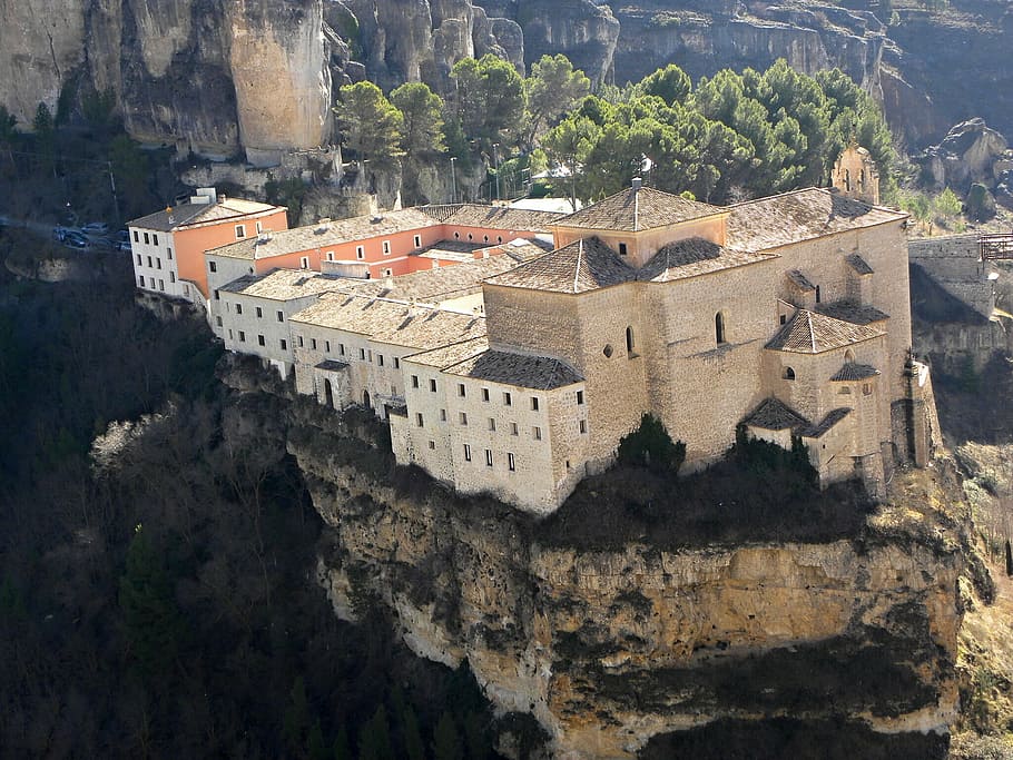 basin, parador, convent, panoramic view, mountain, architecture HD wallpaper