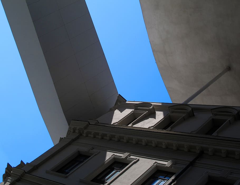 architecture, contrast, museum, low angle view, built structure HD wallpaper