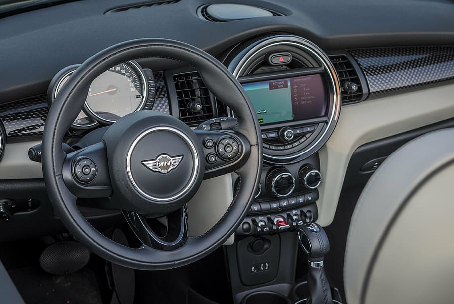 mini, convertible, minicooper, auto, pariking, inside, the interior of the HD wallpaper