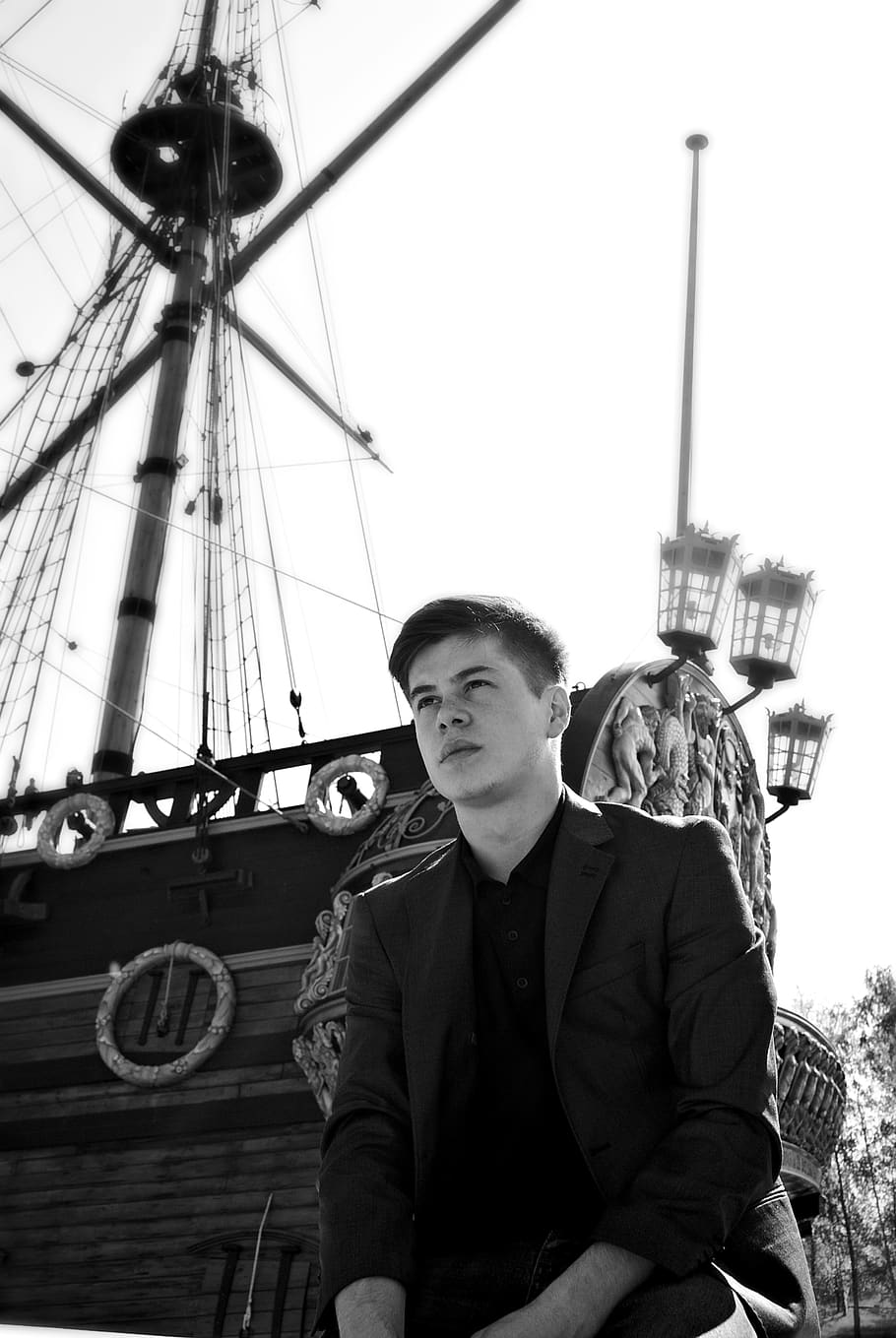 young man, ship, guy, model, people, real people, two people HD wallpaper