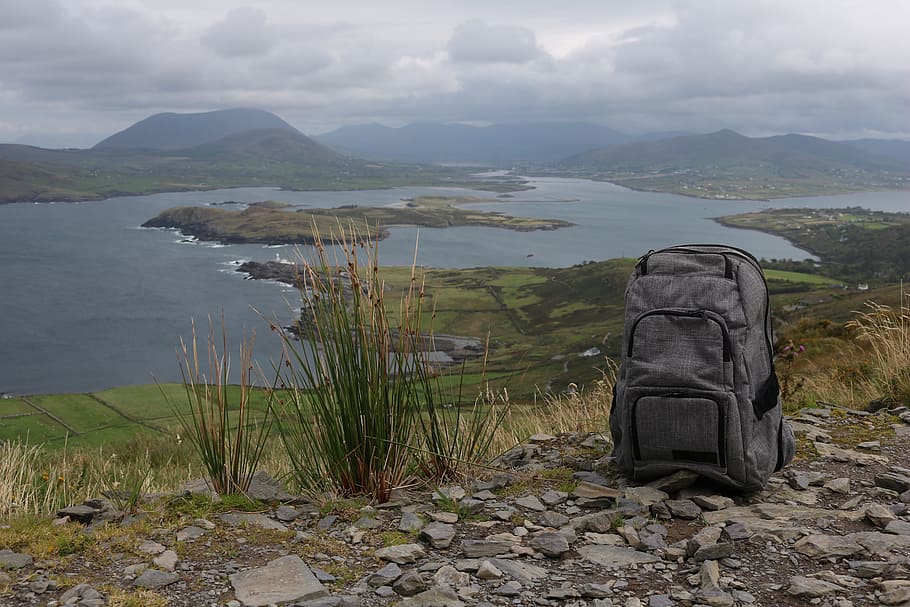 break, backpack, hike, nature, hiking, rest, recovery, sporty HD wallpaper