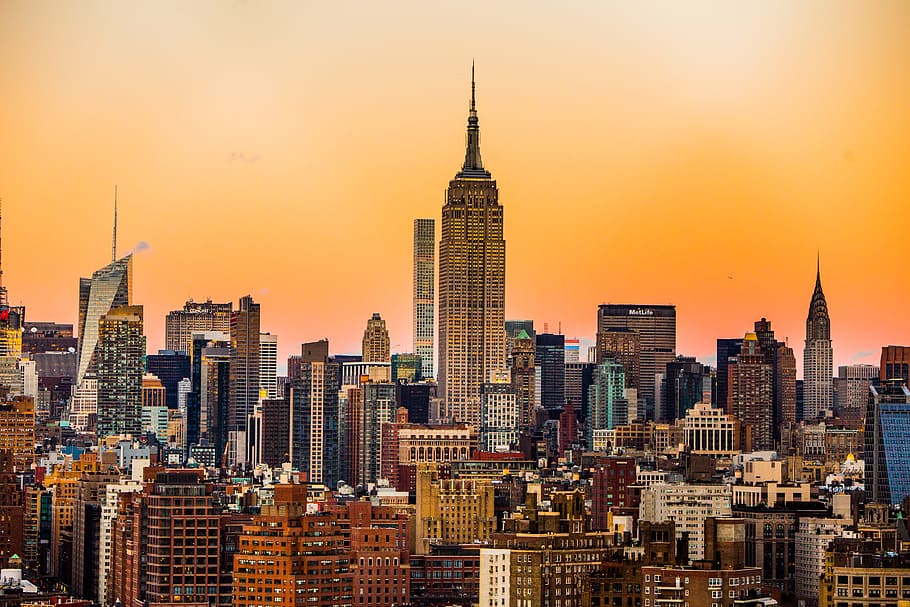 landscape photo of New York Empire State Building, Chrysler building photo, HD wallpaper