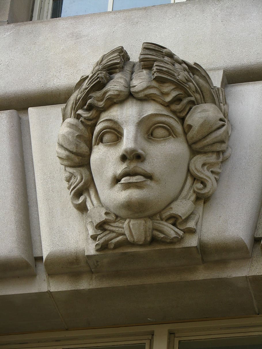 Old, Mystical, Granite, Stone, bas, art, woman, keystone, face HD wallpaper