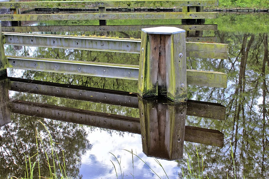 water, river, arbor, bars, landscape, nature, natural, green HD wallpaper
