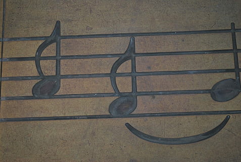 black steel frame, music notes, sheet, musical, treble, clef HD wallpaper