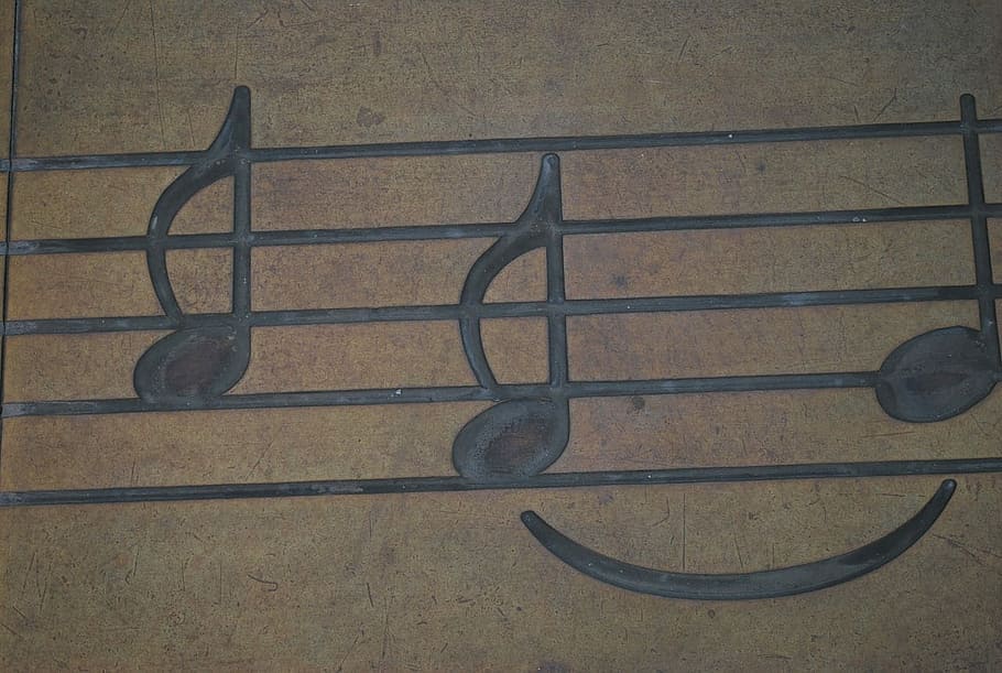 black steel frame, music notes, sheet, musical, treble, clef HD wallpaper