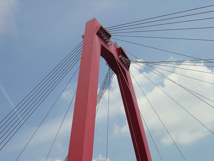 rotterdam, willem bridge, cable-stayed bridge, sky, connection HD wallpaper