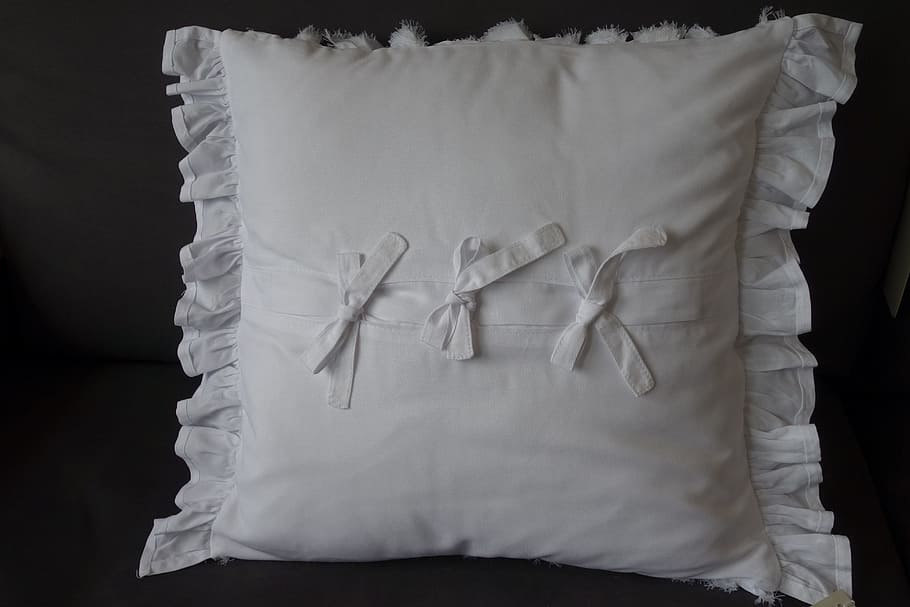 square white throw pillow on black surface, bedroom, couch HD wallpaper