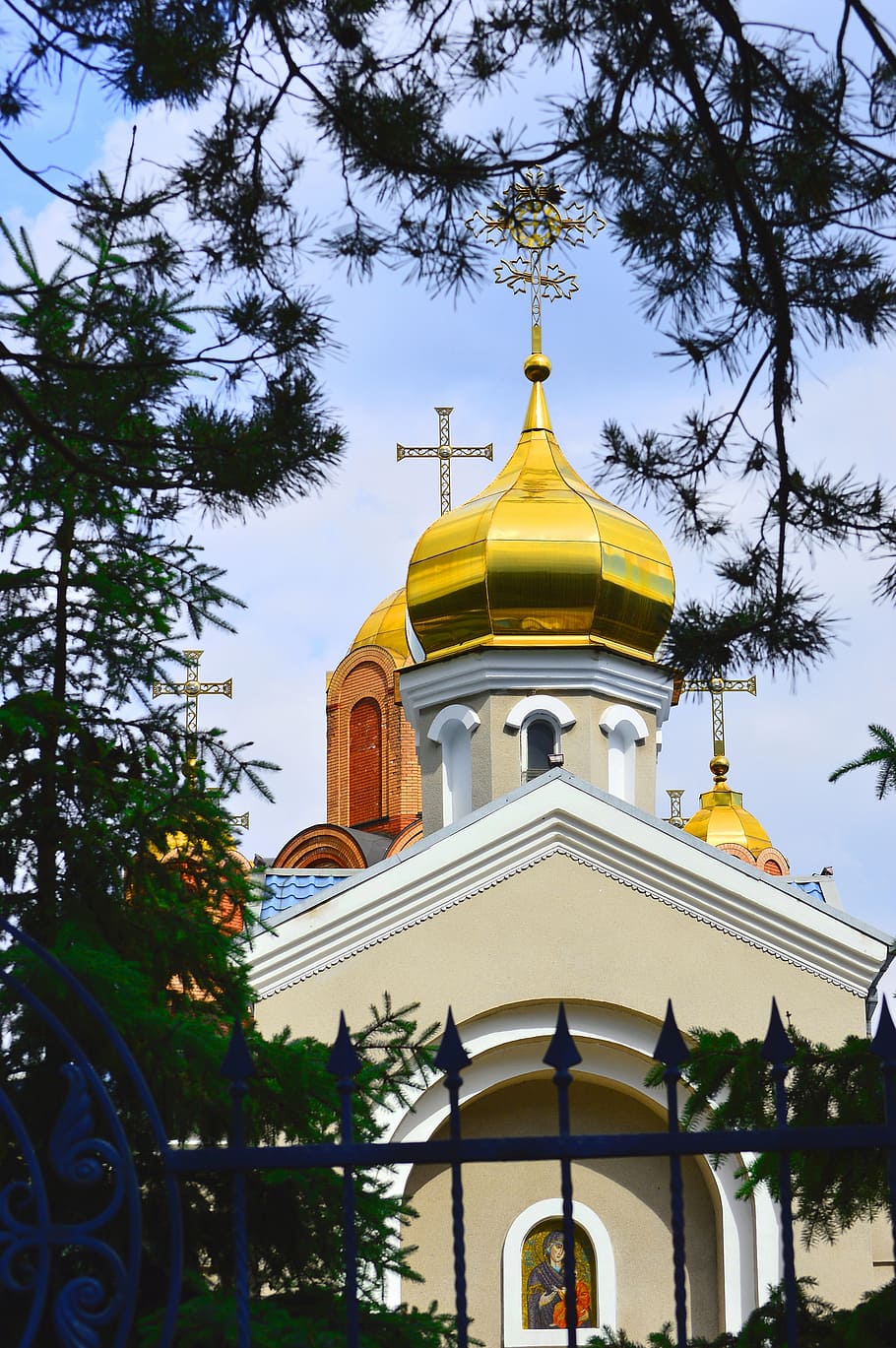 church, architecture, dome, tree, belief, place of worship HD wallpaper