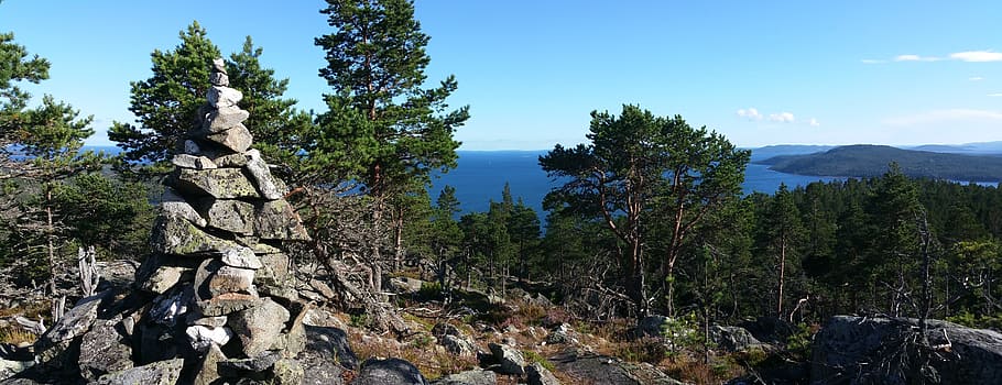 mountain, summer, views, sea, lake, solar, plant, tree, sky HD wallpaper