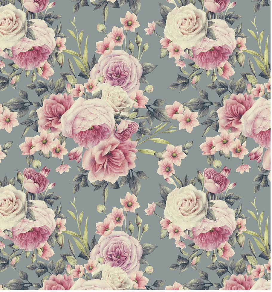 pink and white floral textile, flower, seamless, design, flowering plant
