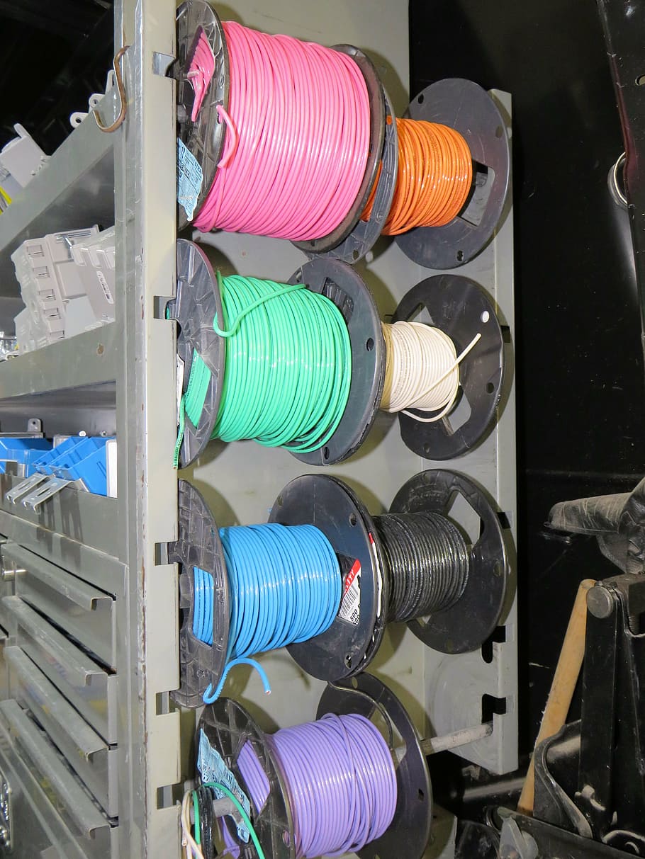 wire, rack, electrical, construction, stranded, van, commercial HD wallpaper