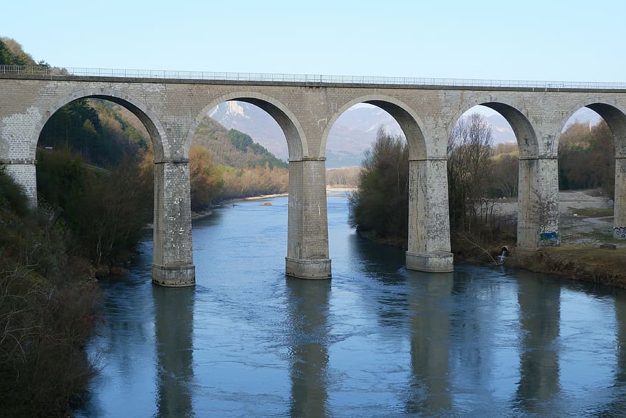landscape, bridge, architecture, the durance river, haute provence, HD wallpaper