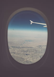 view of mountains from airplane window, Dry Land, fly, flying HD wallpaper
