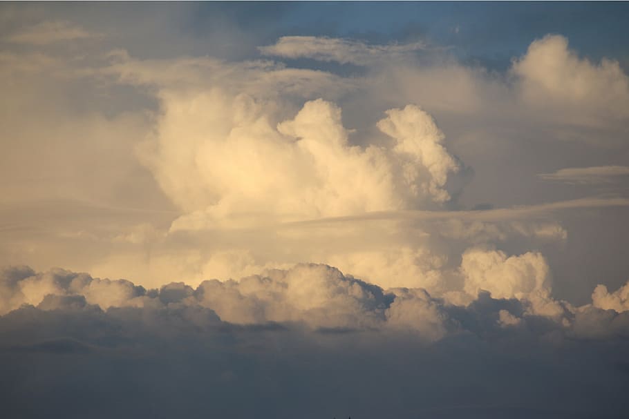 white clouds photography, thunderstorm, sky, weather, dark clouds HD wallpaper