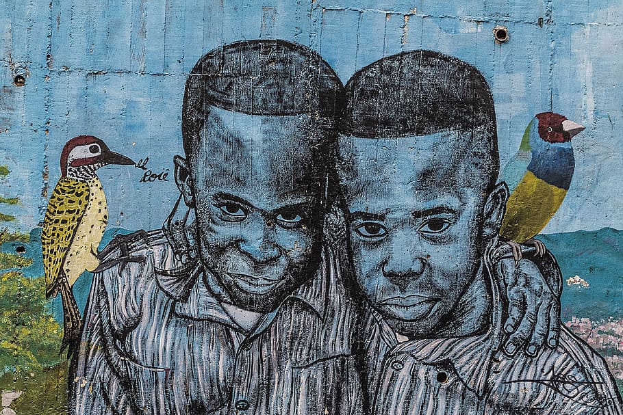 sketch of two men, background, graffiti, grunge, street art, graffiti wall, HD wallpaper