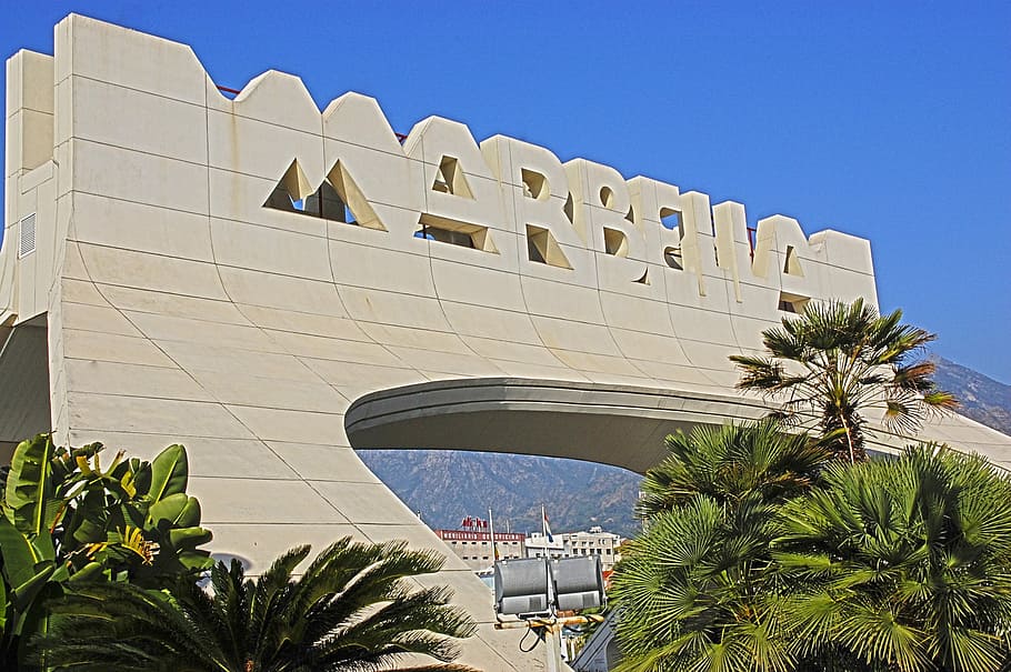 white concrete signage, Marbella, Costa Del Sol, Spain, Malaga