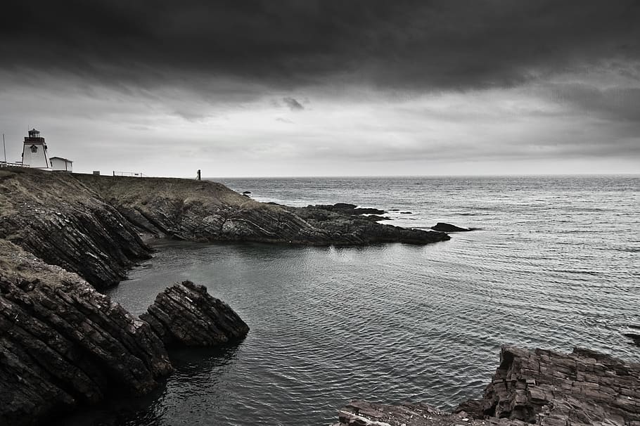 lighthouse beside seashore, newfoundland, coast, ocean, canada HD wallpaper