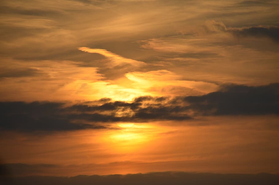sky, sunset, abendstimmung, clouds, cloud - sky, beauty in nature HD wallpaper