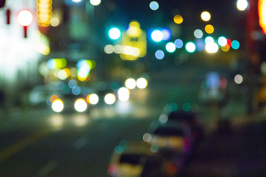 untitled, lights, dark, night, street, city, illuminated, defocused HD wallpaper