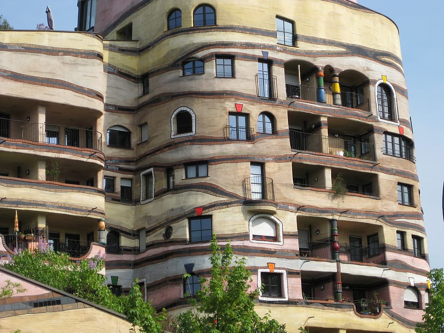 darmstadt, waldspirale, hundertwasser, germany, building exterior, HD wallpaper